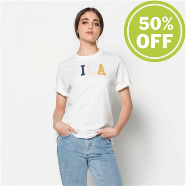 Camisetas Fila Mulher Branco - Fila Taylor Essential Logo Tee Wmn With Crew Neck Portugal Lojas,VBUL